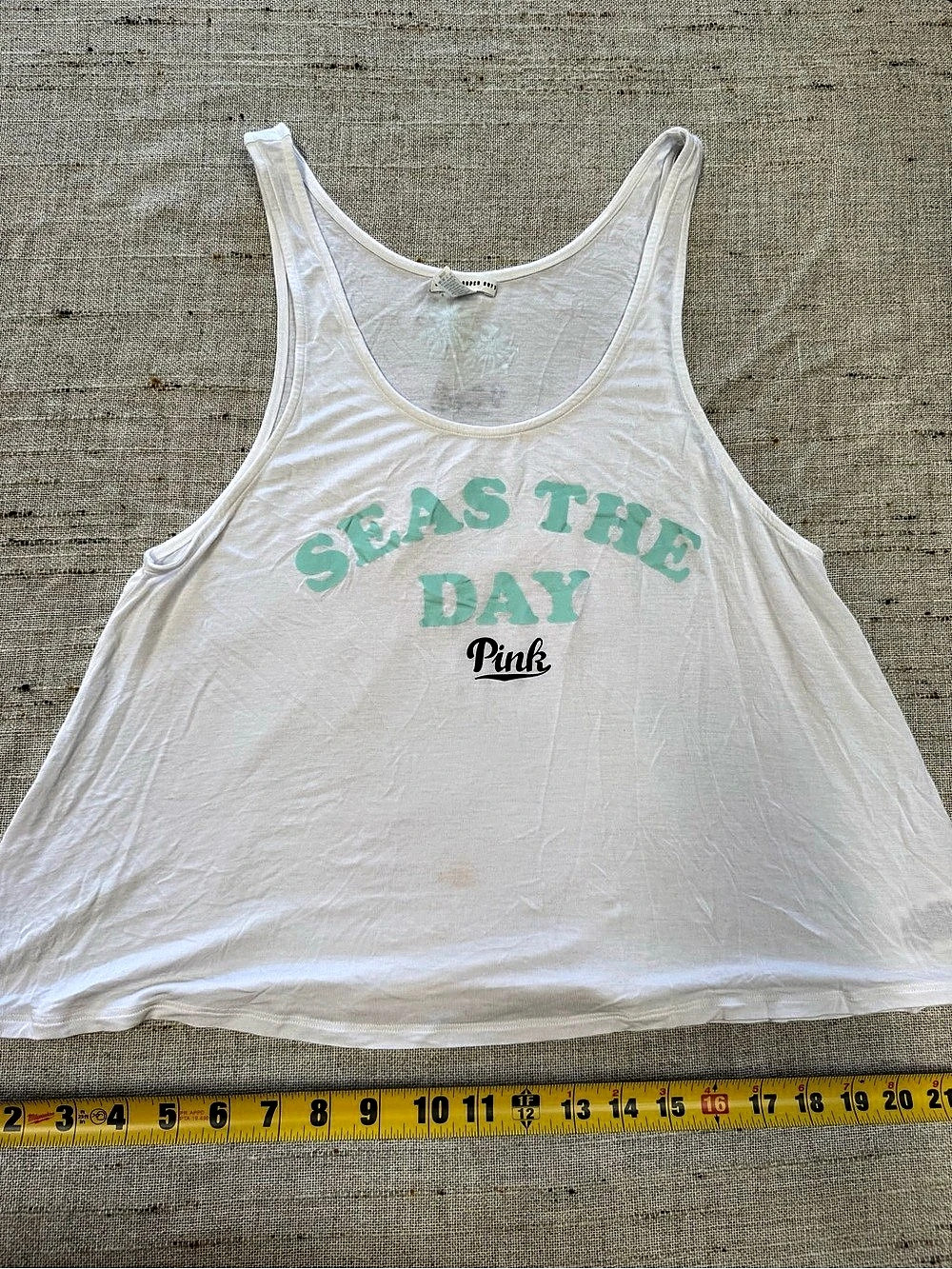 PINK “Seas the Day” Graphic Tank Top White Super Soft Material - Size Small
